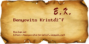 Benyovits Kristóf névjegykártya
